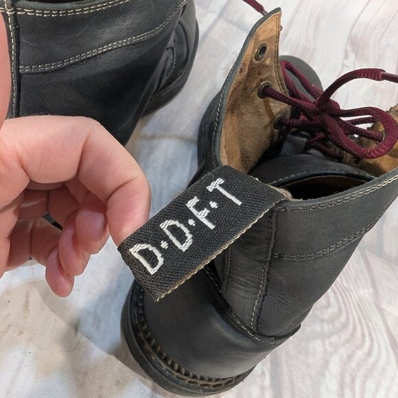 John Fluevog DFT Do-F'T Black Leather Combat Boots M12 - Picture 3 of 12